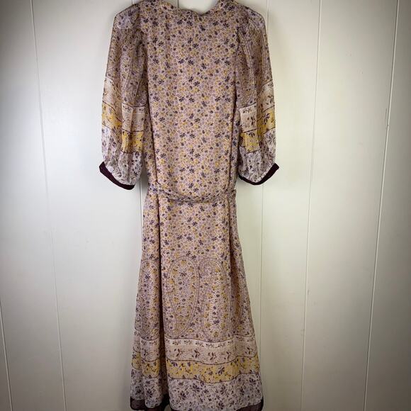 ANN TAYLOR Sz Large Women’s Gold details Sleeve Midi Dress - Picture 2 of 13